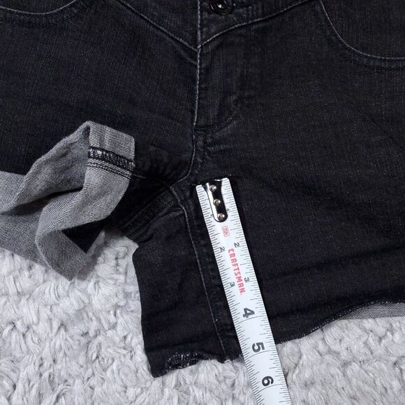Hot Topic Lovesick Black Rolled Cuffed Jean Shorts Stretch Denim Size 5 - Picture 11 of 12